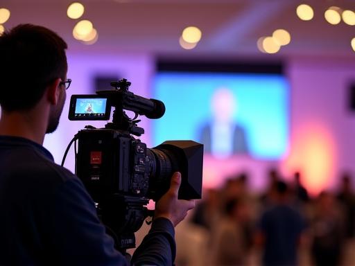Cameraman durante la copertura di una conferenza